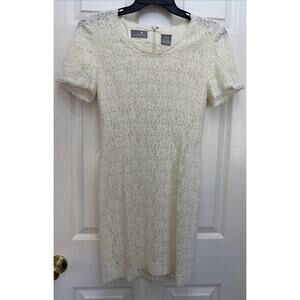 Liz Claiborne Women's Floral Lace Dress Ivory Size 4